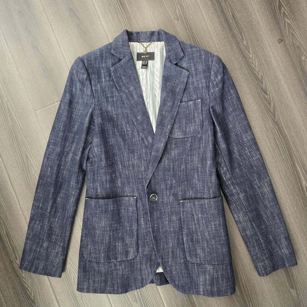 MANGO fitted Denim Suit Jacket